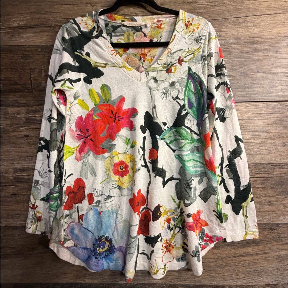 Soft Surroundings Floral V-Neck Sweater -‎ Multicolor